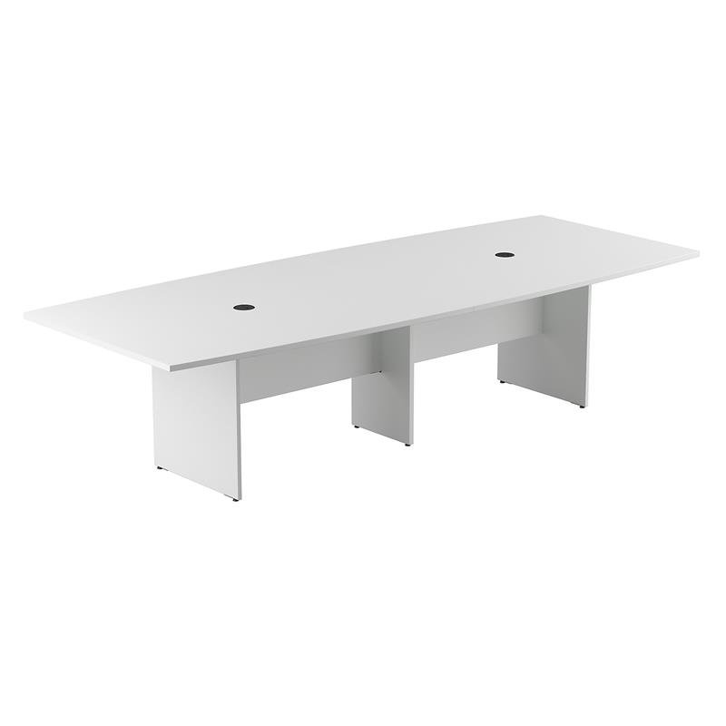 120W x 48D Conference Table with Wood Base in White - Engineered Wood