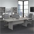 96W x 42D Conference Table with Wood Base in Platinum Gray - Engineered Wood