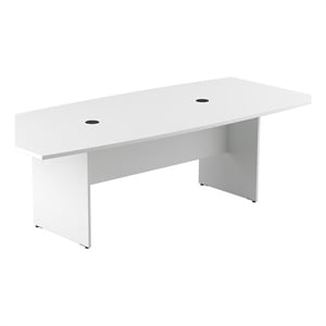 96W x 42D Conference Table with Wood Base in White - Engineered Wood