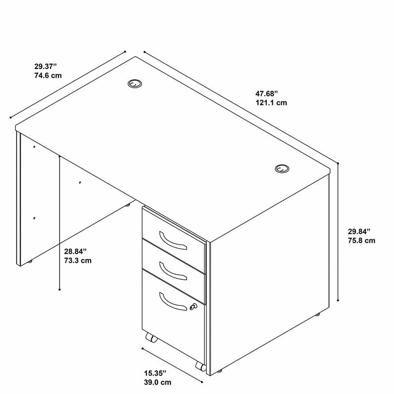 Series C 48W x 30D Office Desk with Drawers in Hansen Cherry ...