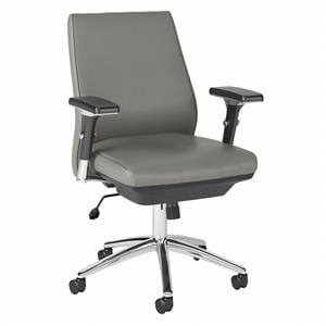 Metropolis Mid Back Executive Office Chair in Light Gray - Bonded Leather