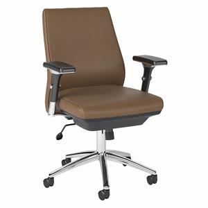 Metropolis Mid Back Executive Office Chair in Saddle Tan - Bonded Leather