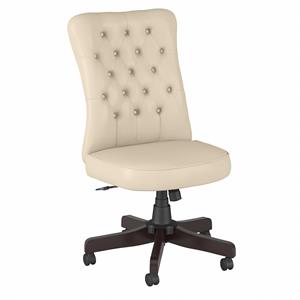 arden lane high back tufted office chair in antique white - bonded leather