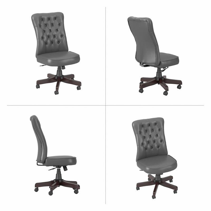 Arden Lane High Back Tufted Office Chair in Dark Gray Bonded Leather