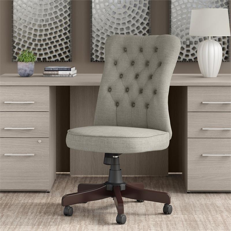 Arden Lane High Back Tufted Office Chair in Light Gray Fabric
