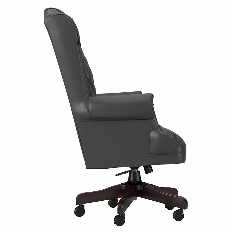 Yorkshire Leather Executive Office Chair with Nailhead Trim in Dark