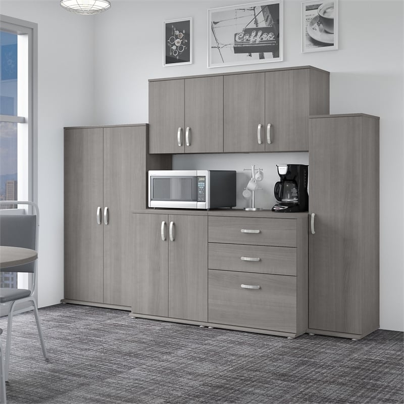 Universal 108W 6 Piece Modular Storage Set in Platinum Gray - Engineered Wood