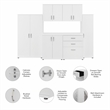 Universal 108W 6 Piece Modular Storage Set in White - Engineered Wood