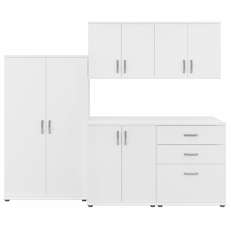 Universal Tall Storage Cabinet with Doors in White - Engineered