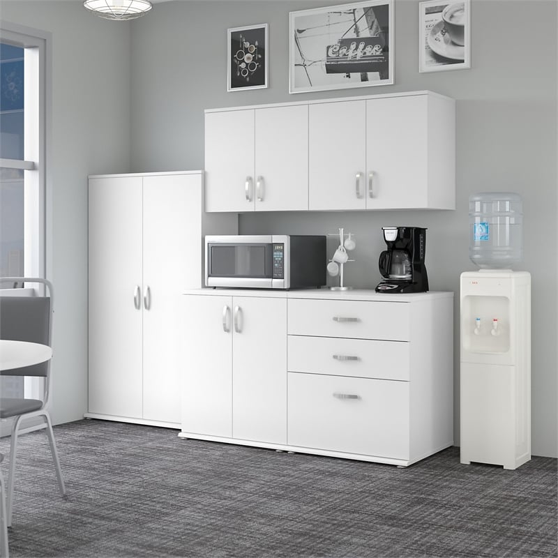 Universal 92W 5 Piece Modular Storage Set in White - Engineered Wood
