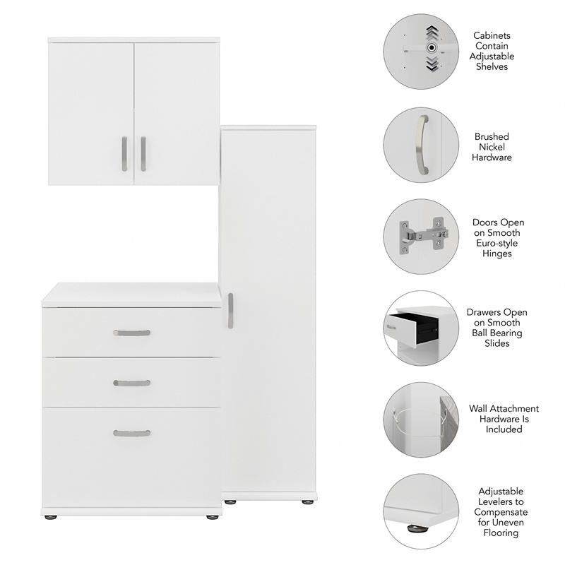 Universal 44W 3 Piece Modular Storage Set in White - Engineered Wood