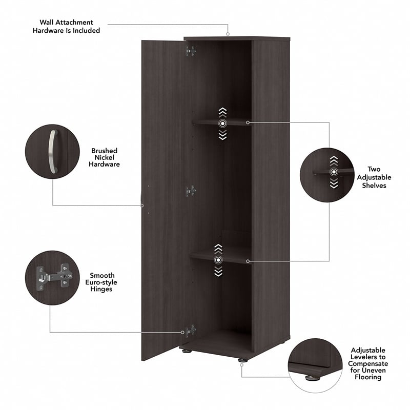 Universal Tall Narrow Storage Cabinet in Storm Gray - Engineered Wood