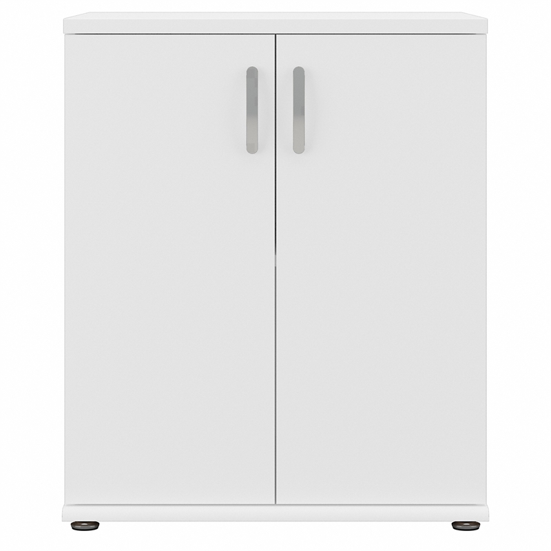 Bush Business Furniture Universal Floor Storage Cabinet with Doors and Shelves White 