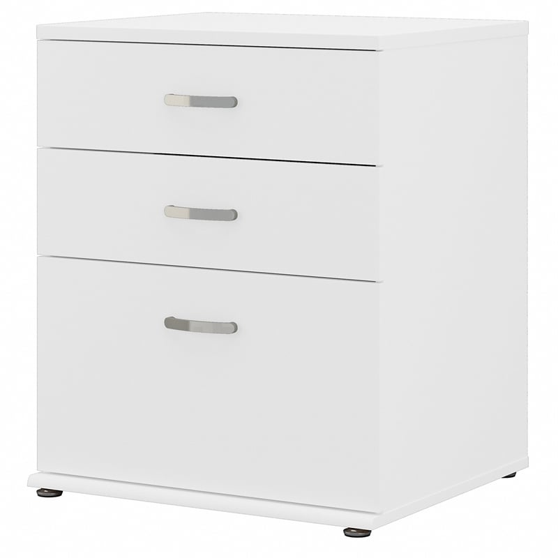 Universal Floor Storage Cabinet with Drawers in White - Engineered Wood