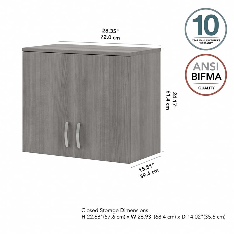 Universal Wall Cabinet with Doors and Shelves in Platinum Gray - Engineered Wood