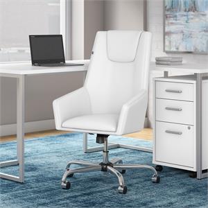 Move 60 Series High Back Leather Box Chair in White - Bonded Leather