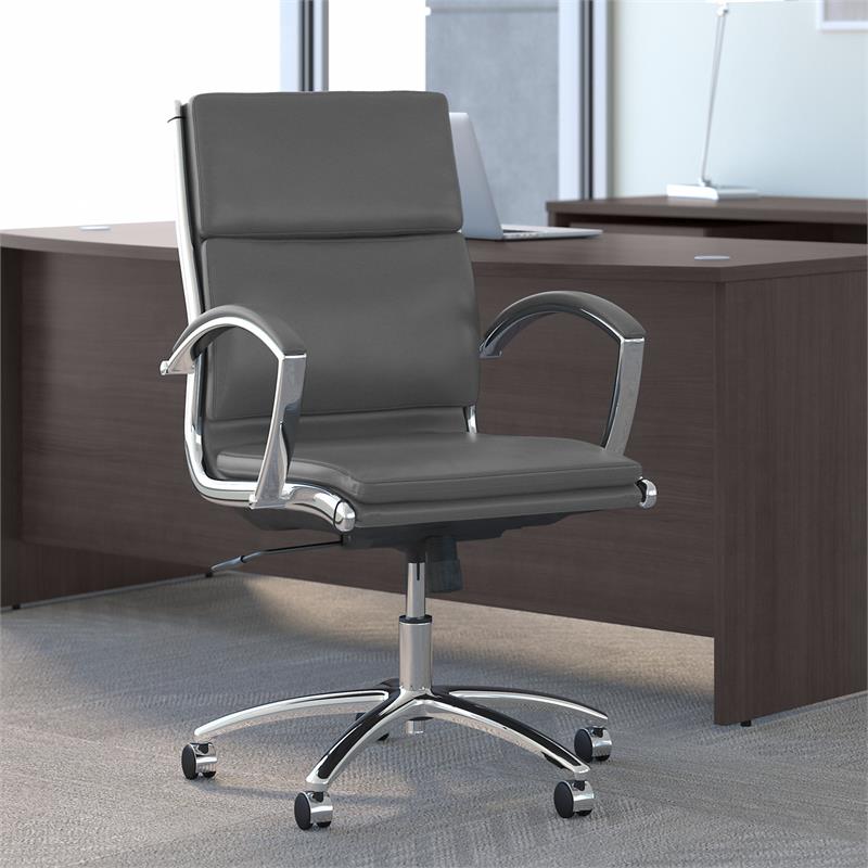 Series A Mid Back Leather Executive Office Chair in Dark Gray - Bonded Leather