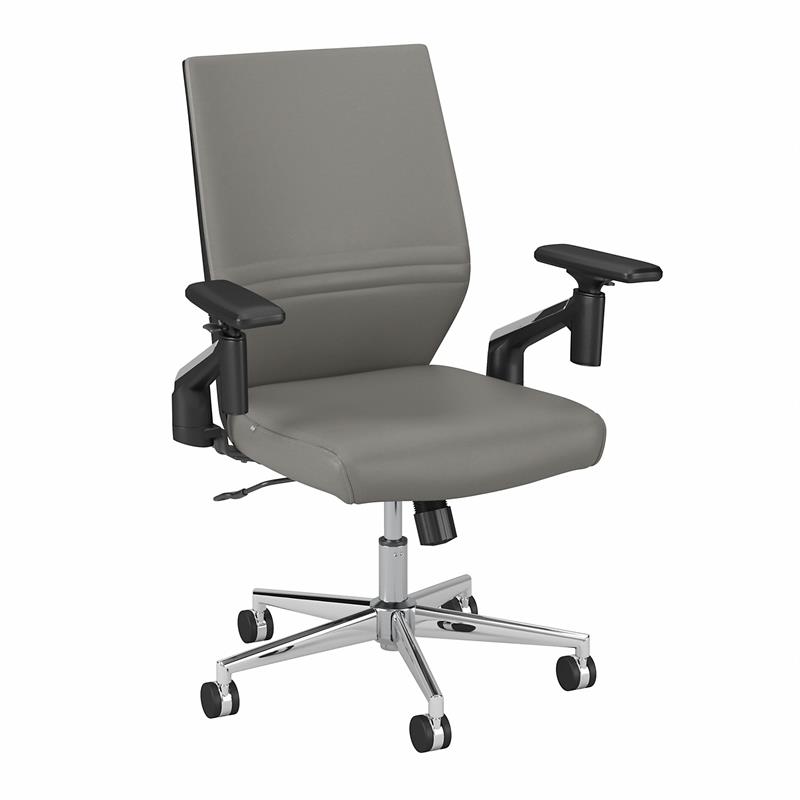 Move 60 Series Mid Back Leather Office Chair in Light Gray