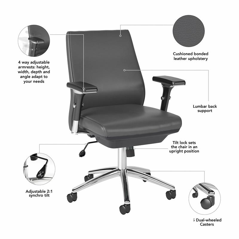 Move 40 Series Mid Back Executive Office Chair in Dark Gray - Bonded Leather