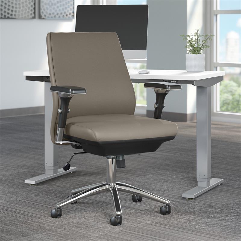 Move 40 Series Mid Back Executive Office Chair in Washed Gray - Bonded Leather