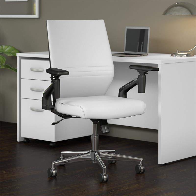 Move 40 Series Mid Back Leather Office Chair in White - Bonded Leather