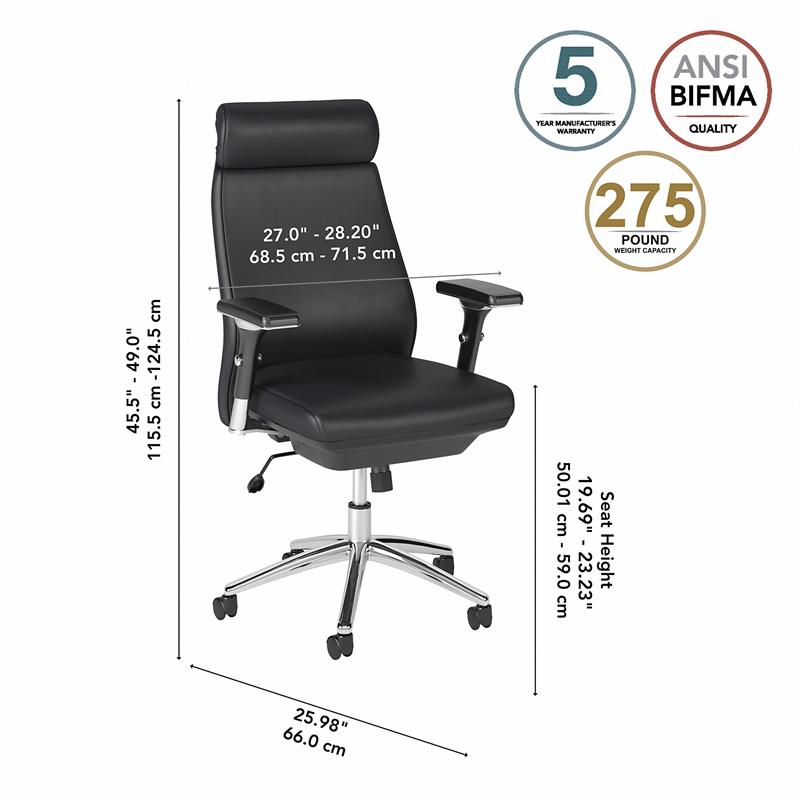 BBF Studio C High Back Contemporary Faux Leather Executive Office Chair in Black