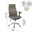 Studio C High Back Leather Executive Office Chair in Washed Gray
