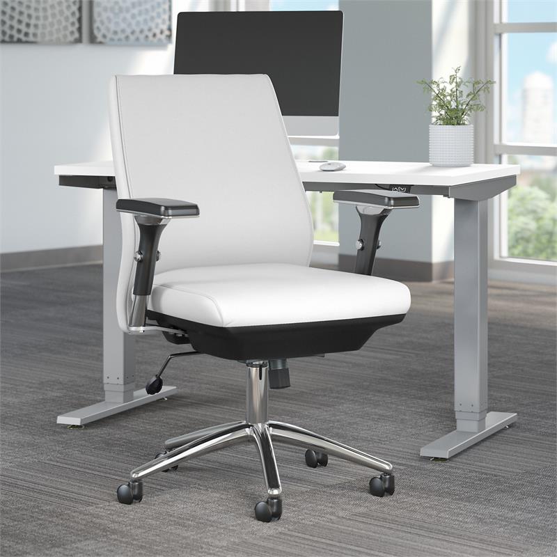 Studio C Mid Back Leather Executive Office Chair in White