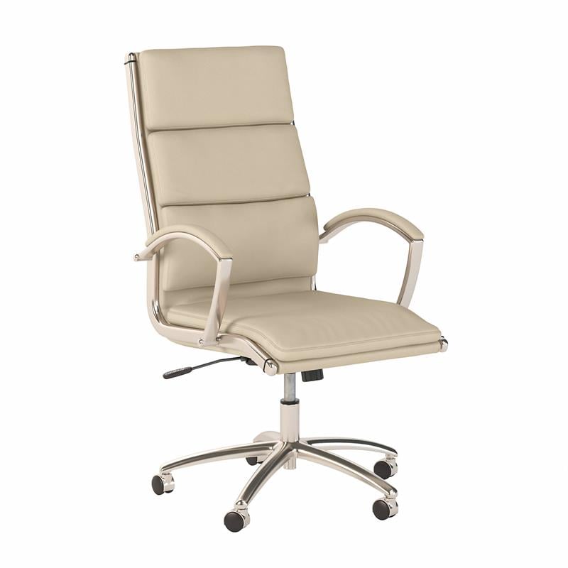 Studio C High Back Leather Executive Office Chair in Antique White