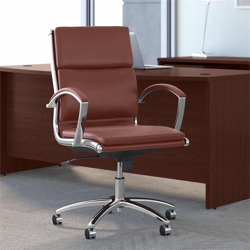 Studio C Mid Back Leather Executive Office Chair in Harvest Cherry