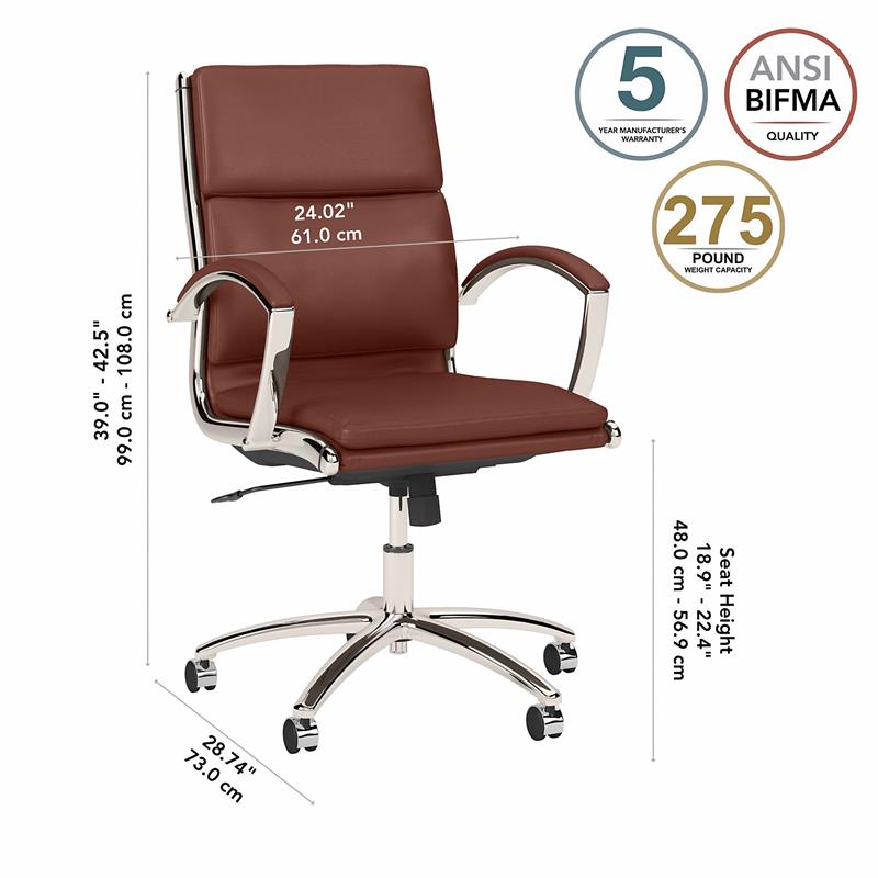 Studio C Mid Back Leather Executive Office Chair in Harvest Cherry
