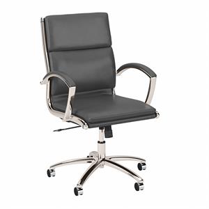 studio c mid back leather executive office chair in dark gray