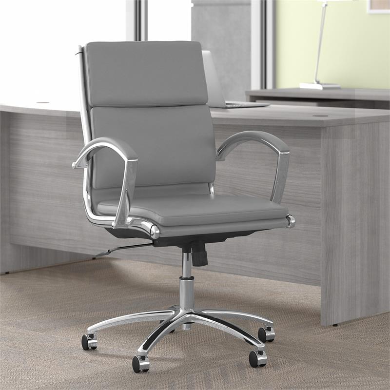 Studio C Mid Back Leather Executive Office Chair in Light Gray