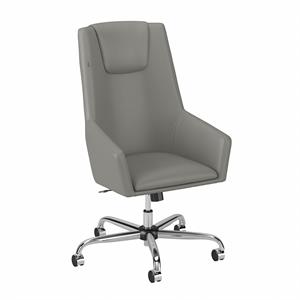 Bush Business Furniture High Back Leather Box Chair in Light Gray