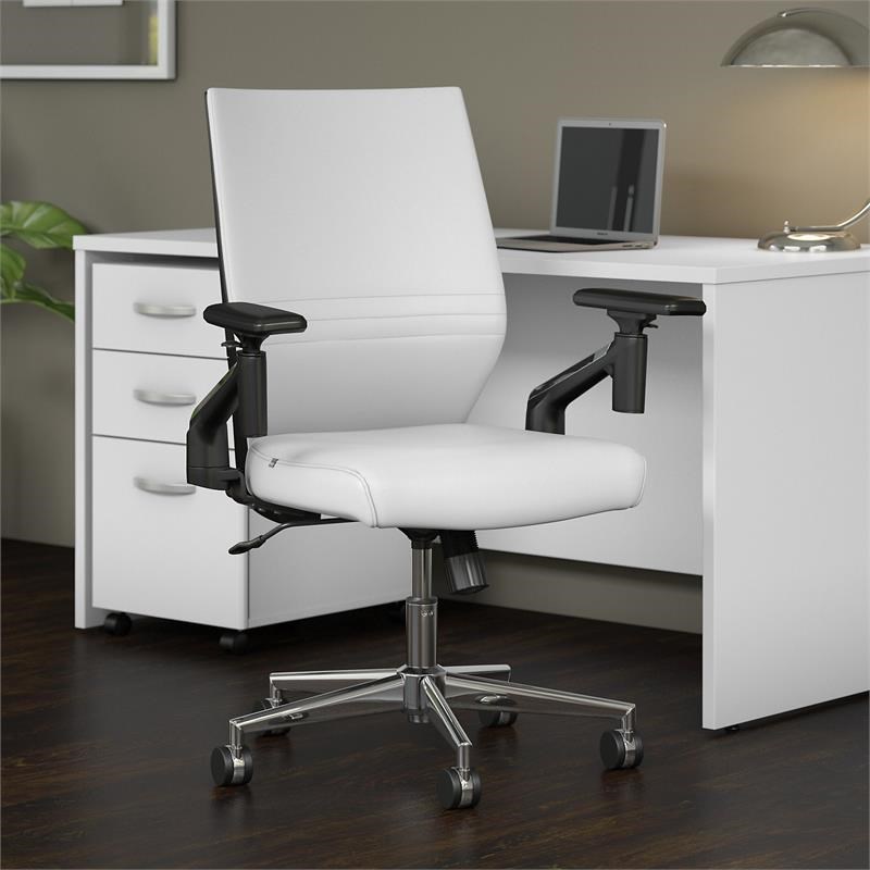 Echo Mid Back Leather Desk Chair in White
