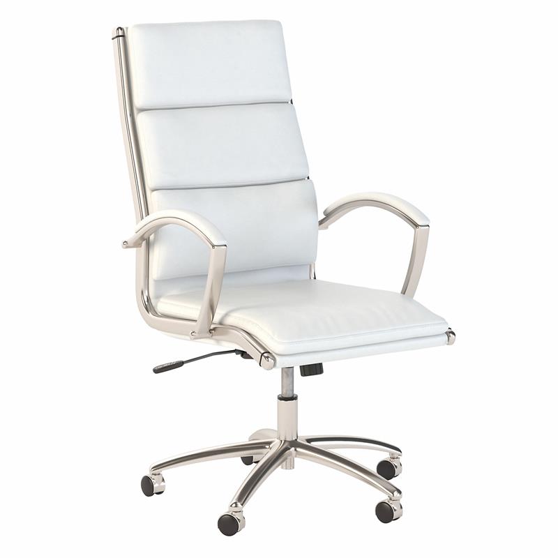 BBF Jamestown High Back Faux Leather Executive Office Chair in White