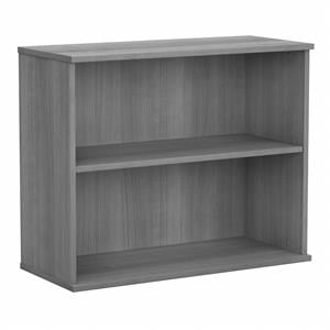Bush Business Small 2 Shelf Bookcase in Platinum Gray - Engineered Wood