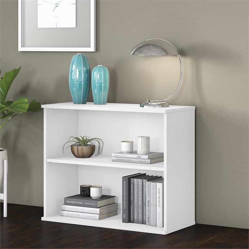 Bush Business Furniture Small 2 Shelf Bookcase in White - Engineered Wood