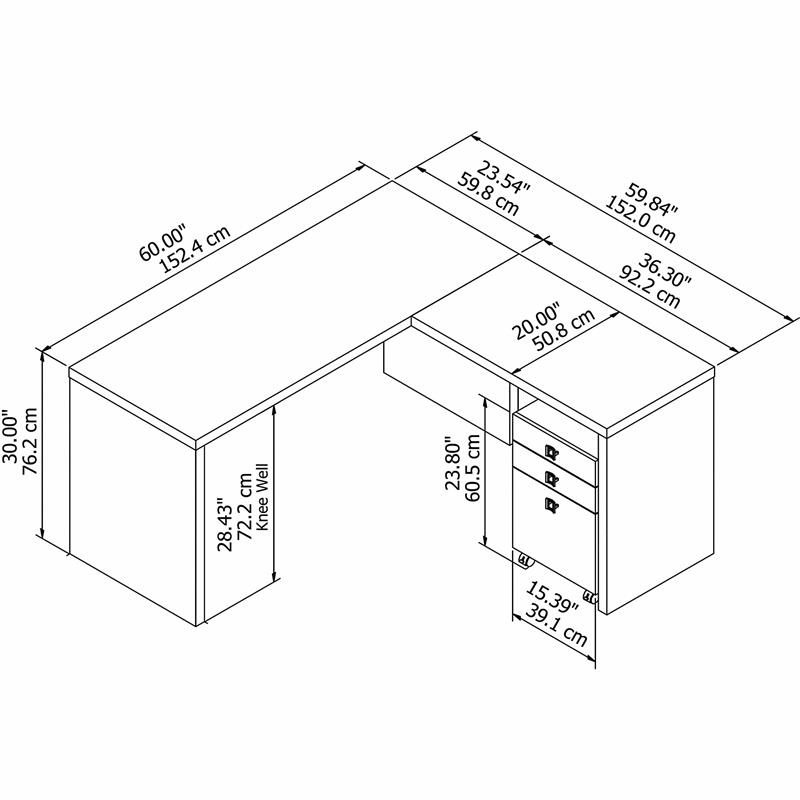 Echo L Shaped Desk with Mobile File Cabinet in Gray Sand - Engineered Wood