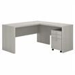 Echo L Shaped Desk with Mobile File Cabinet in Gray Sand - Engineered Wood