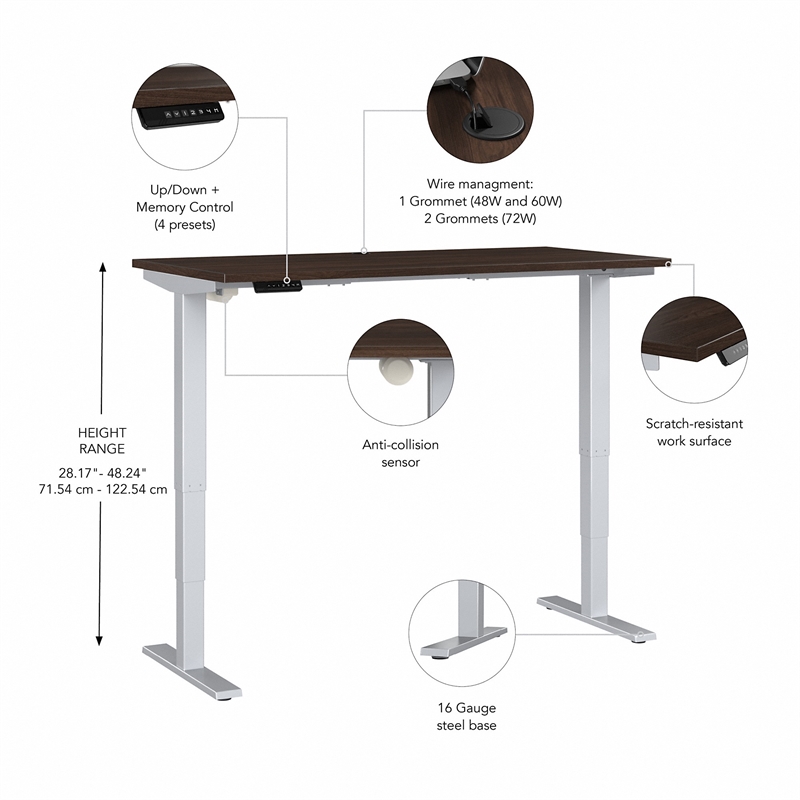 Move 40 Series 48W x 24D Adjustable Desk in Black Walnut - Engineered Wood