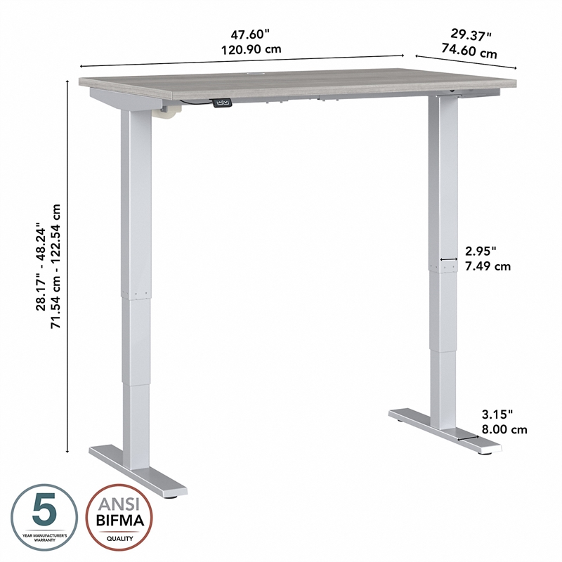 Move 40 Series 48W x 30D Adjustable Desk in Platinum Gray - Engineered Wood