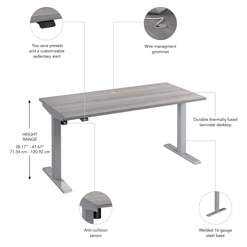 Move 40 Series 60W Adjustable Standing Desk in Platinum Gray - Engineered Wood