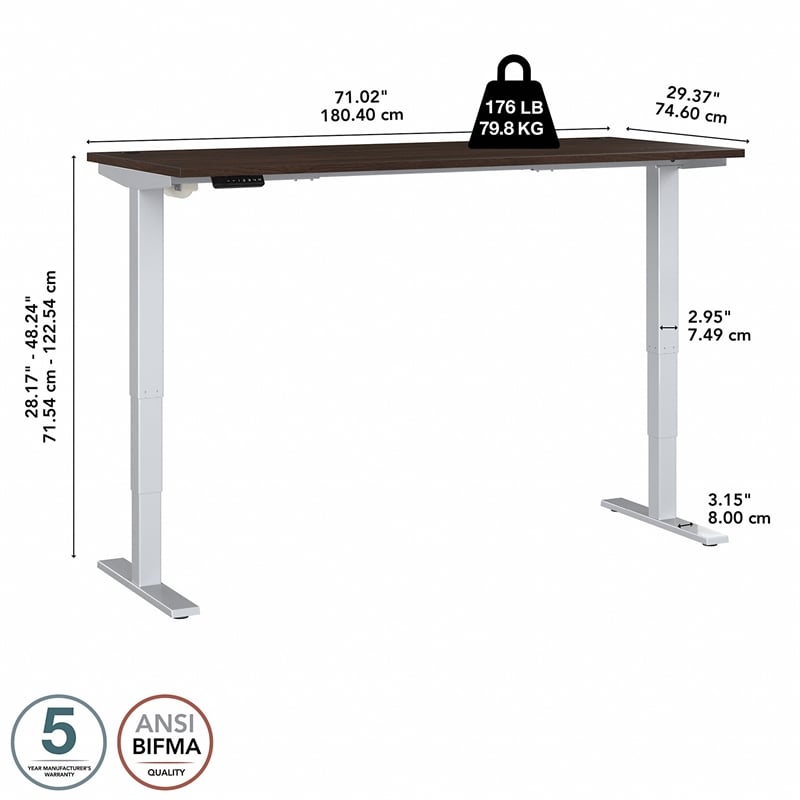 Move 40 Series 72W x 30D Adjustable Desk in Black Walnut - Engineered Wood