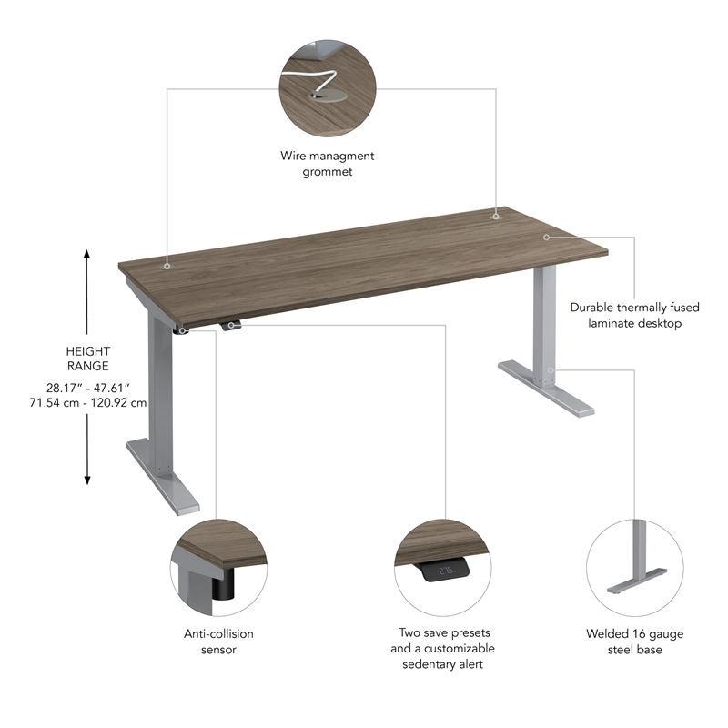 Move 40 Series 72W Adjustable Standing Desk in Modern Hickory - Engineered Wood