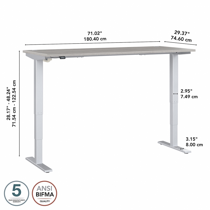 Move 40 Series 72W x 30D Adjustable Desk in Platinum Gray - Engineered Wood