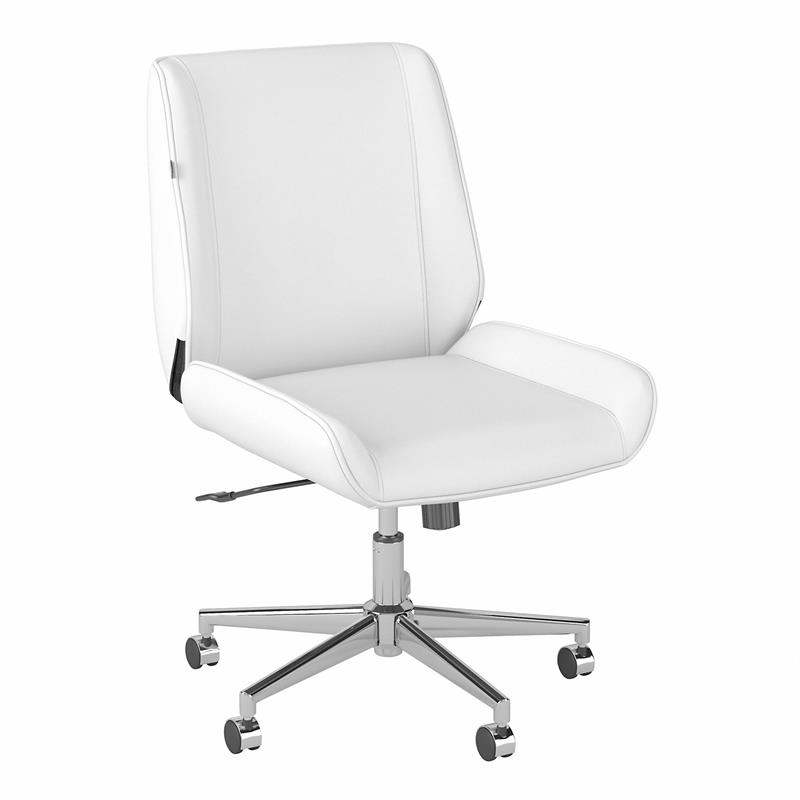 Bay Street Wingback Leather Office, White Faux Leather Desk Chair
