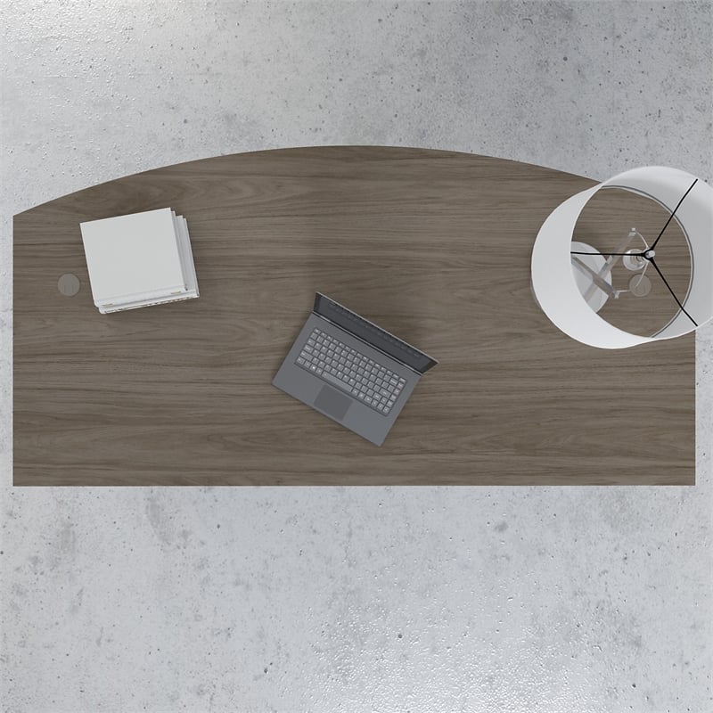 Studio C 72W x 36D Bow Front Desk in Modern Hickory - Engineered Wood
