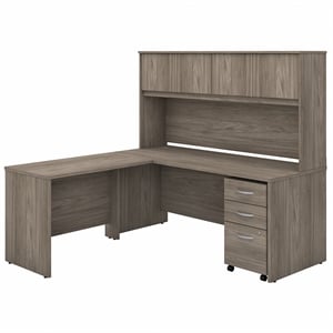Studio C 72W L Desk with Hutch and Drawers in Engineered Wood