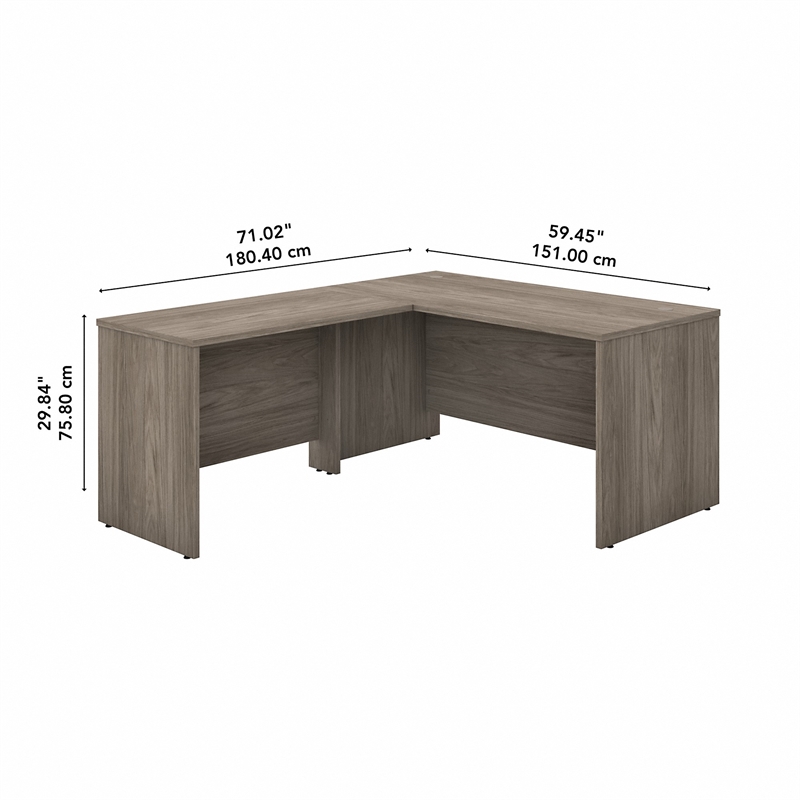 Studio C 60W x 30D L Shaped Desk in Modern Hickory Engineered Wood